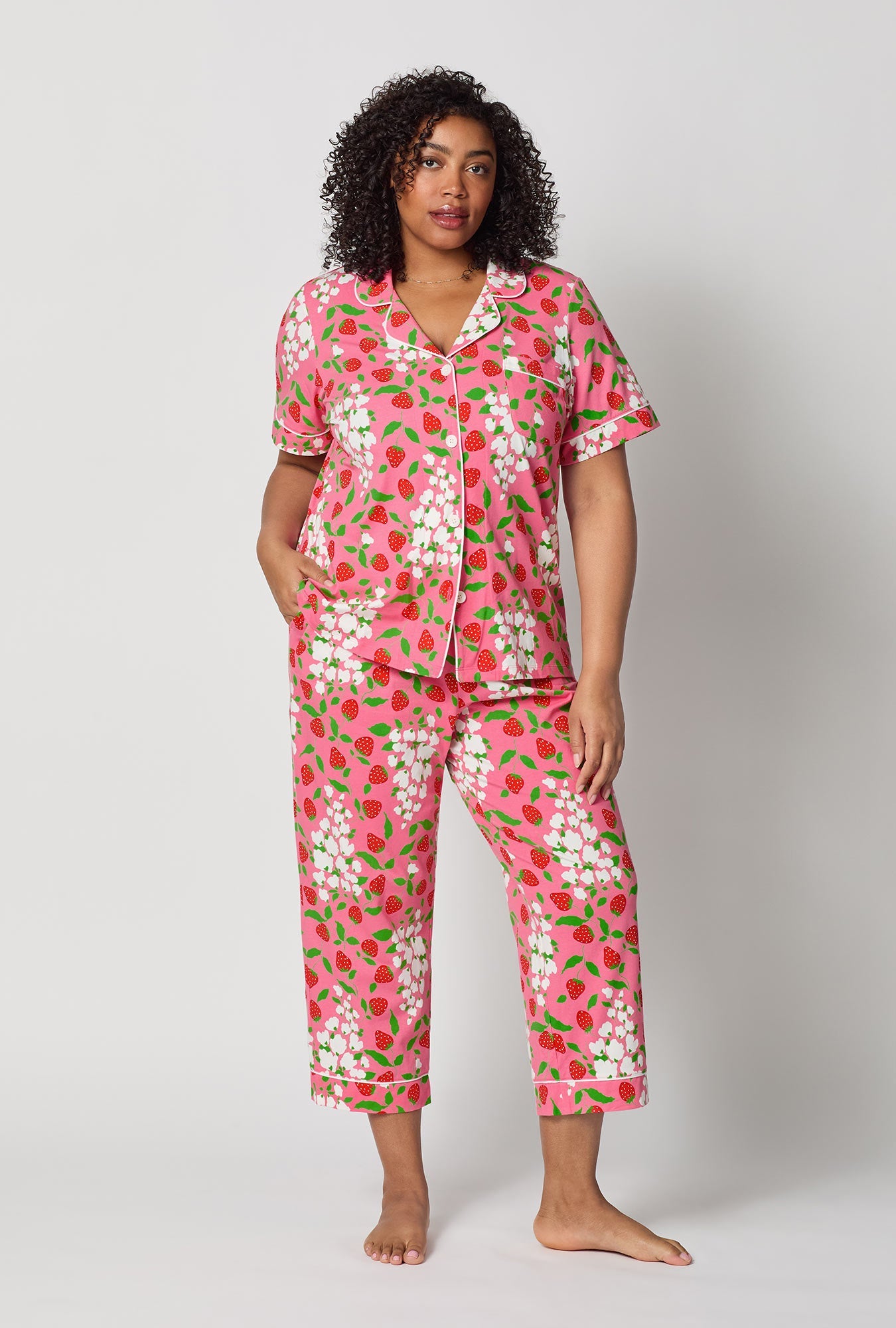 Spring Berry Short Sleeve Classic Stretch Jersey Cropped Pj Set
