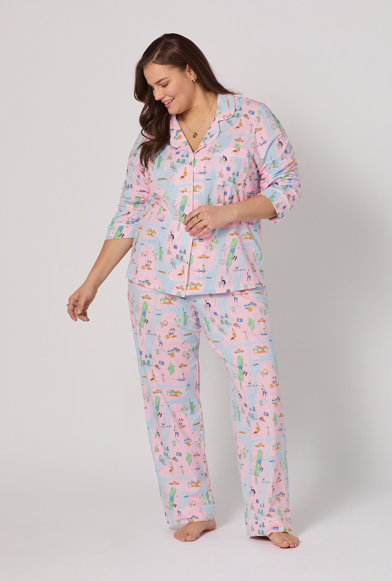 New York, New York Long Sleeve Classic Stretch Jersey Pj Set