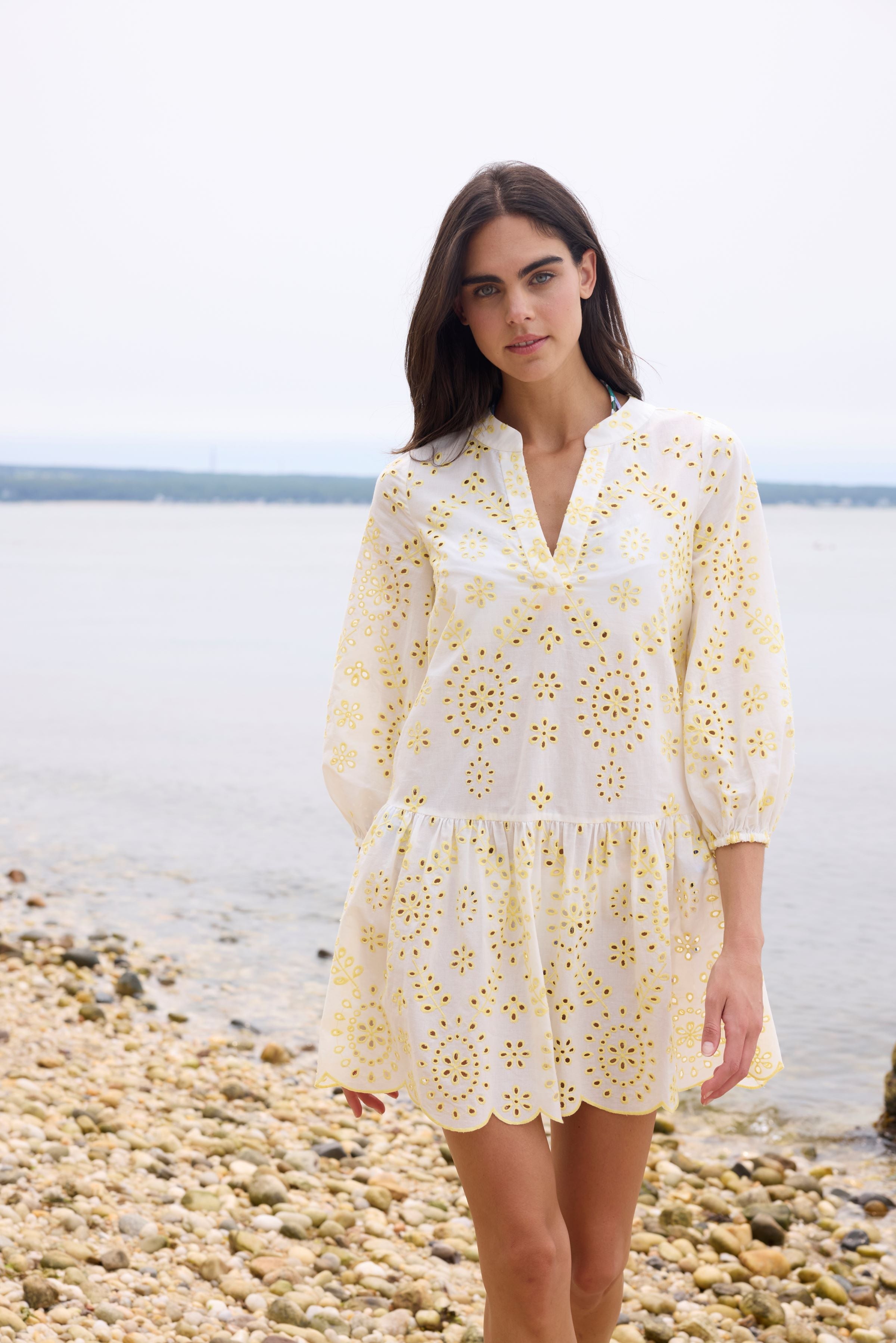 Lemon and White Umbrella Mini Dress